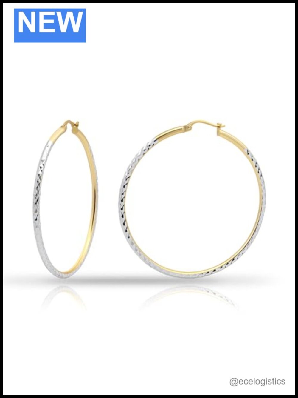Sterling Silver Diamond-Cut Hoop Earrings Hypoallergenic Click-Top